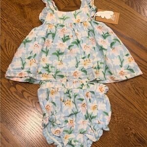 NWT Size 12-18 Months Angel Dear Blue Floral Kids Diaper Cover Set